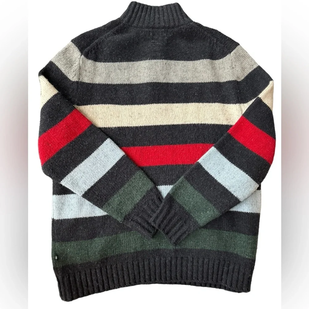 Nautica Mens Knitted Wool Blend Tripe 1/4 Zip Up Pull Over Sweater‎ Size XL